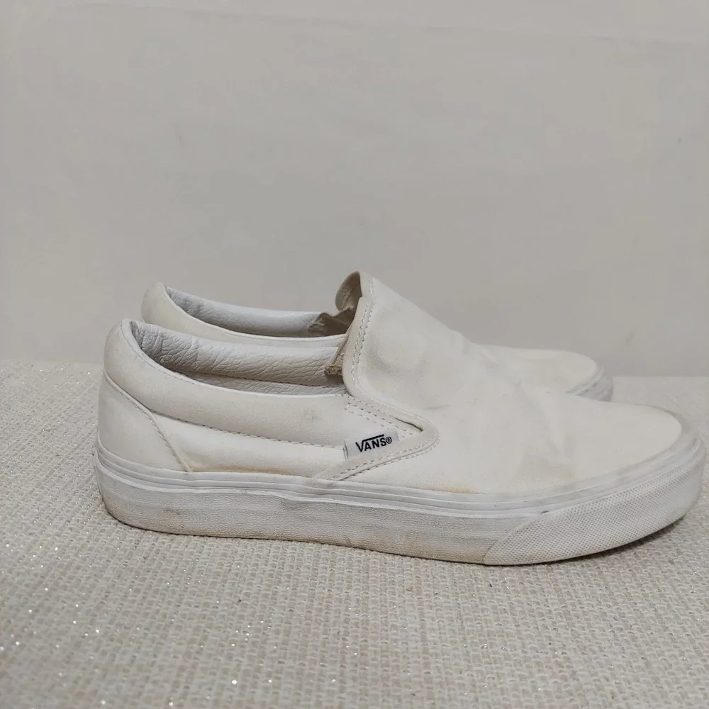 Vans Asher Canvas Triple White Slip-On Classic‎ Shoes Womens 8/Men 6.5